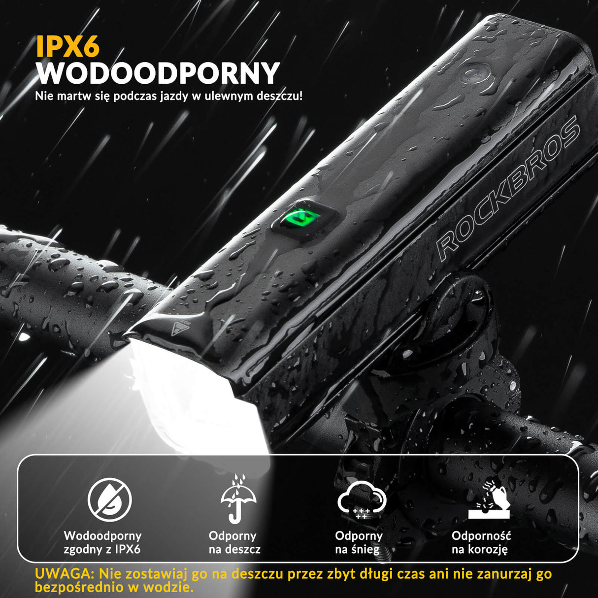 ROCKBROS Przednie Światło Rowerowe 1500lm Światła rowerowe