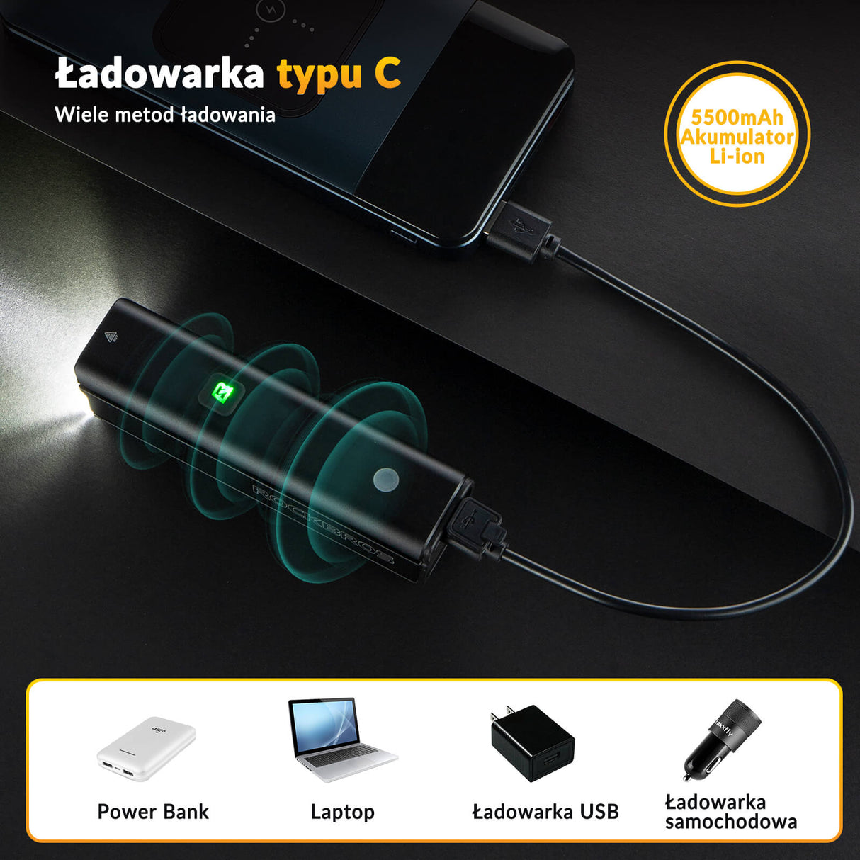 ROCKBROS Przednie Światło Rowerowe 1500lm Światła rowerowe