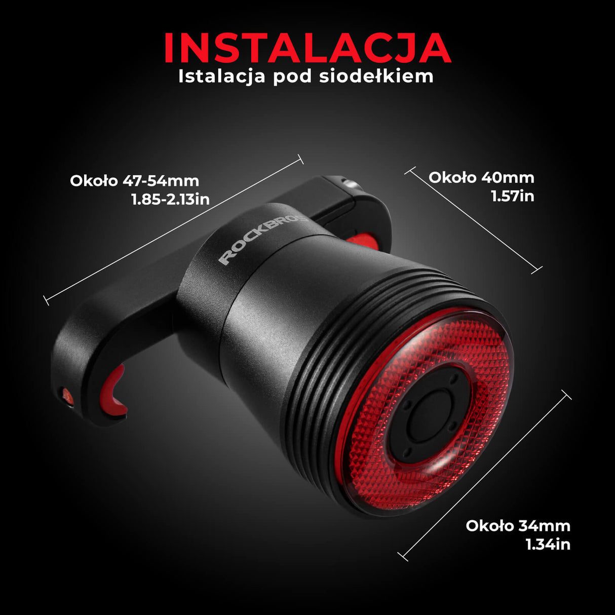 ROCKBROS Q5 Tylna Lampka Rowerowa 400lm IPX6 Wodoodporna 4 Tryby