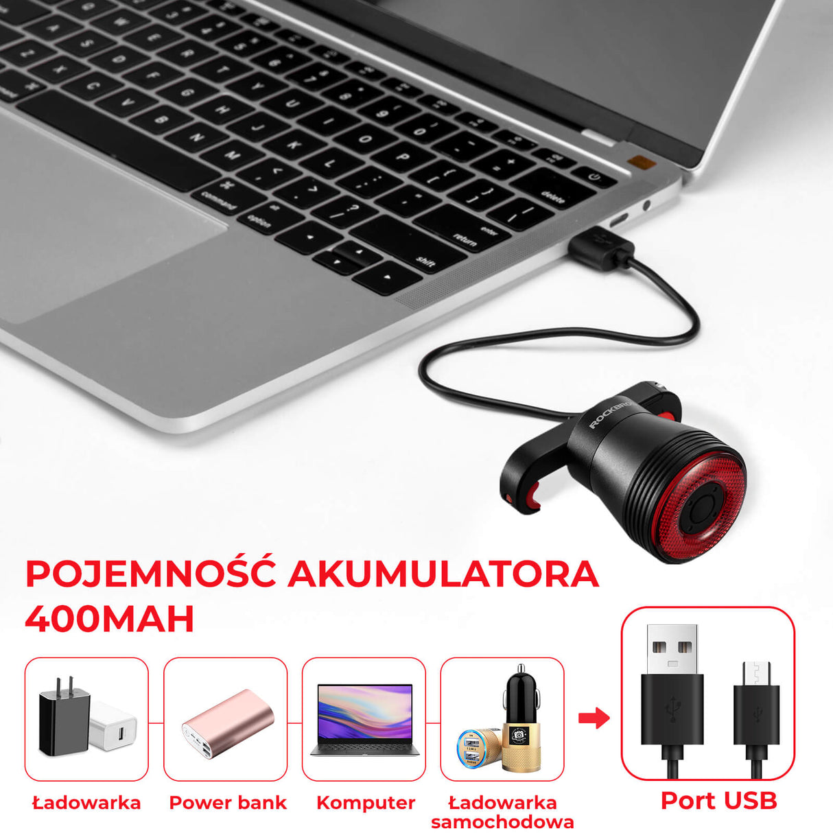 ROCKBROS Tylne Światło Rowerowe Q5 Światła rowerowe