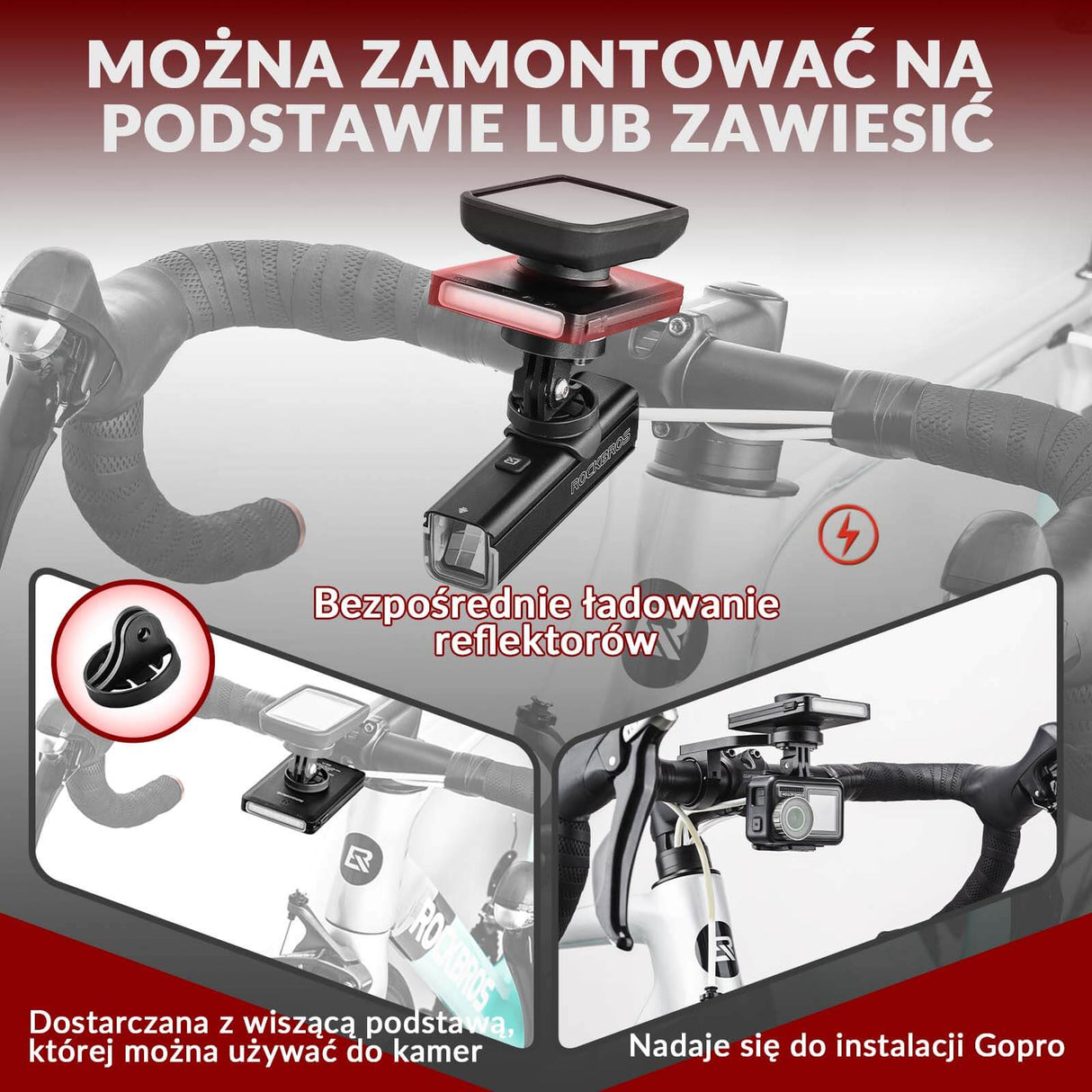 ROCKBROS Przednie Światło Rowerowe Powerbankiem RL-S1 Światła rowerowe