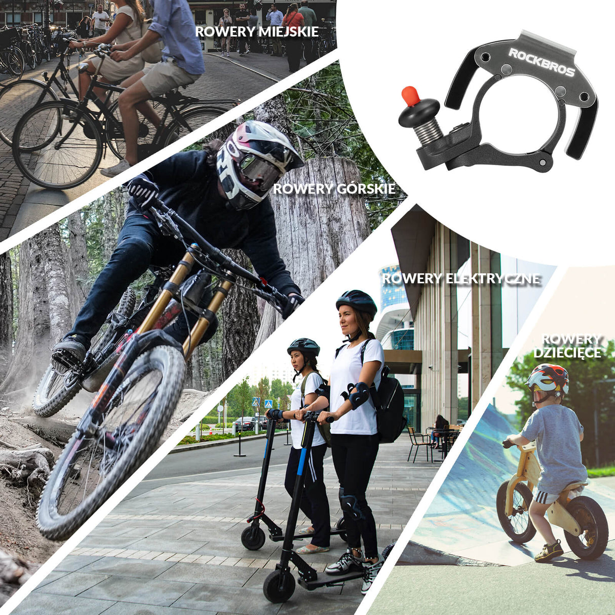 ROCKBROS Dzwonek Rowerowy na Kierownicę 22,2mm Głośny 100db -LD-R Dzwonki