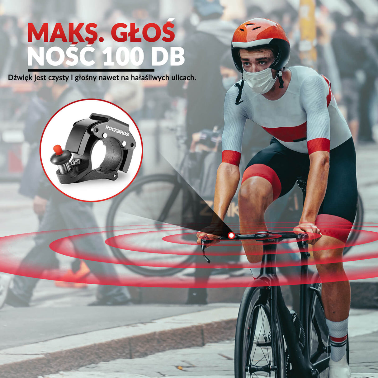 ROCKBROS Dzwonek Rowerowy na Kierownicę 22,2mm Głośny 100db -LD-R Dzwonki
