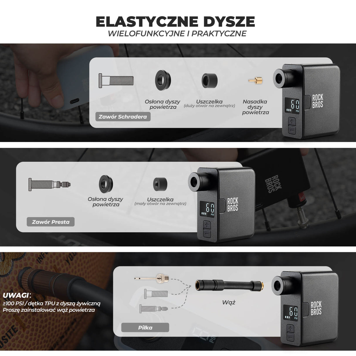 ROCKBROS Mini Elektryczna Pompka AS1 Pro Elektryczne pompki