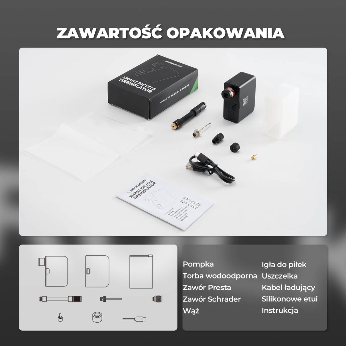 ROCKBROS Mini Elektryczna Pompka AS1 Pro Elektryczne pompki