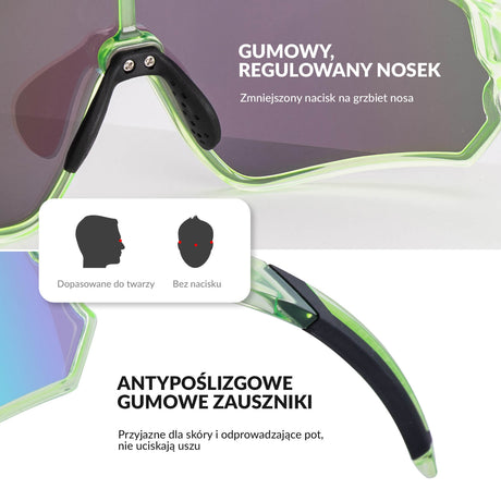 ROCKBROS Okulary Rowerowe Dziecięce Polaryzacyjne Ochrona UV400-Przezroczysty Zielony