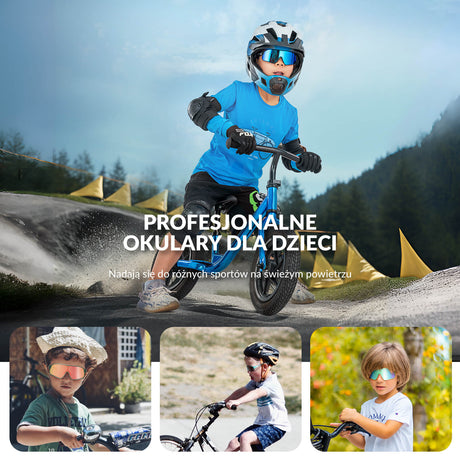 ROCKBROS Okulary Rowerowe Dziecięce Polaryzacyjne Ochrona UV400-Różowy