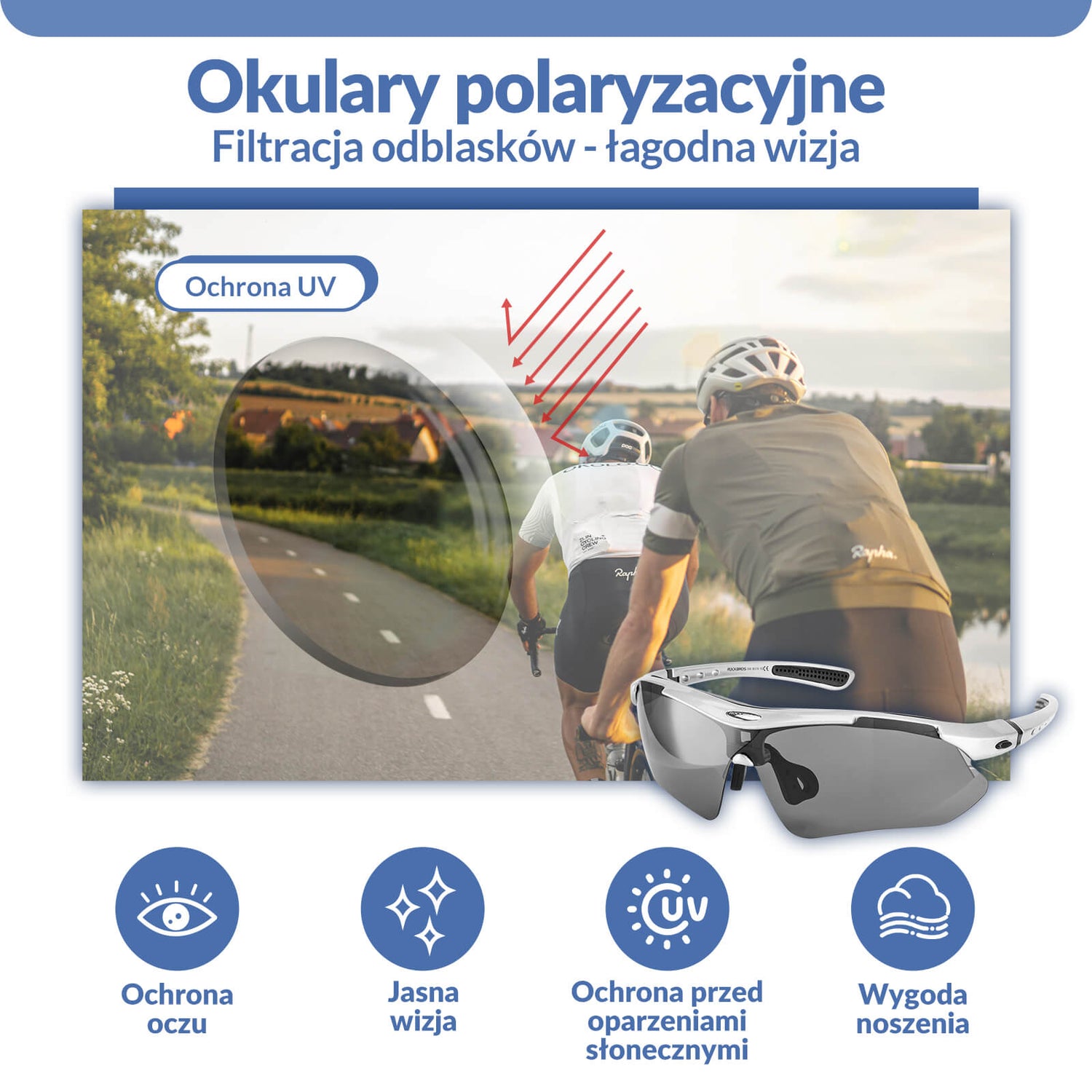 ROCKBROS Okulary Rowerowe Fotochromowe z Ochroną UV400 Okulary i gogle