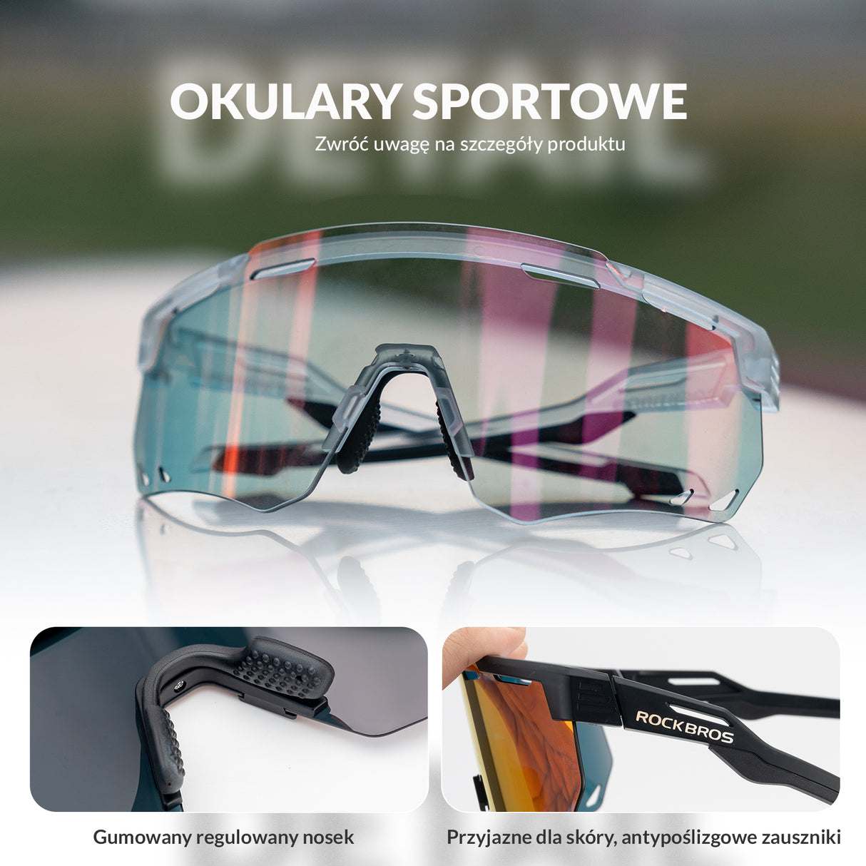 Okulary Fotochromowe Przeciwsłoneczne Rowerowe Ochrona UV400-SP323