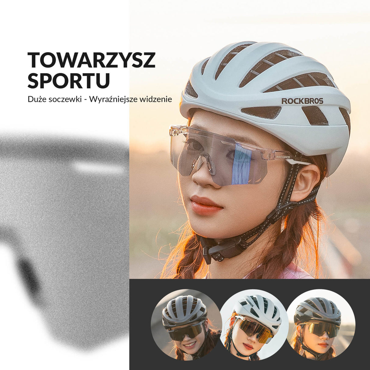 ROCKBROS Okulary Fotochromowe Przeciwsłoneczne Rowerowe Ochrona UV400-SP323 Okulary i gogle