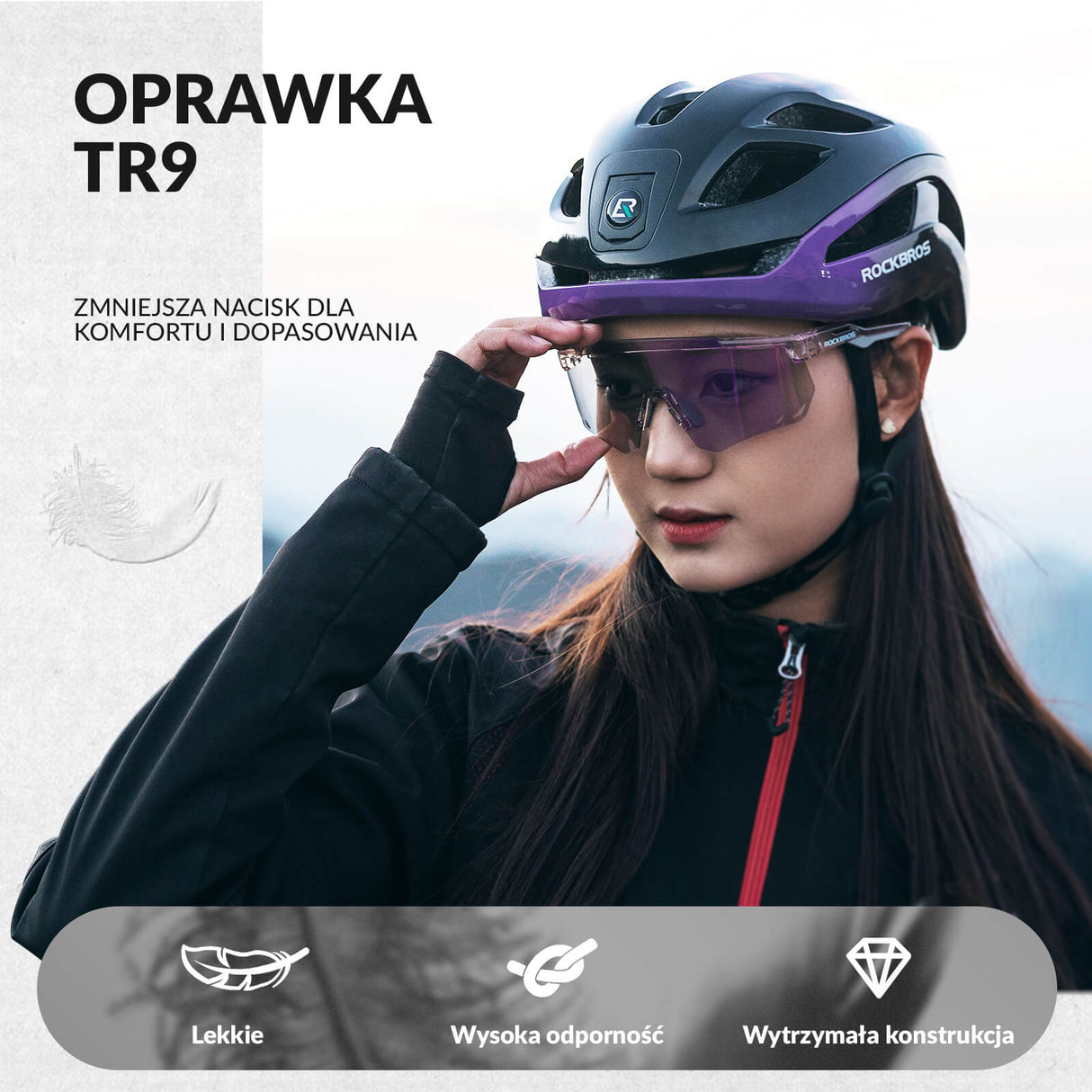 ROCKBROS Okulary Fotochromowe Przeciwsłoneczne Rowerowe Ochrona UV400-SP323 Okulary i gogle