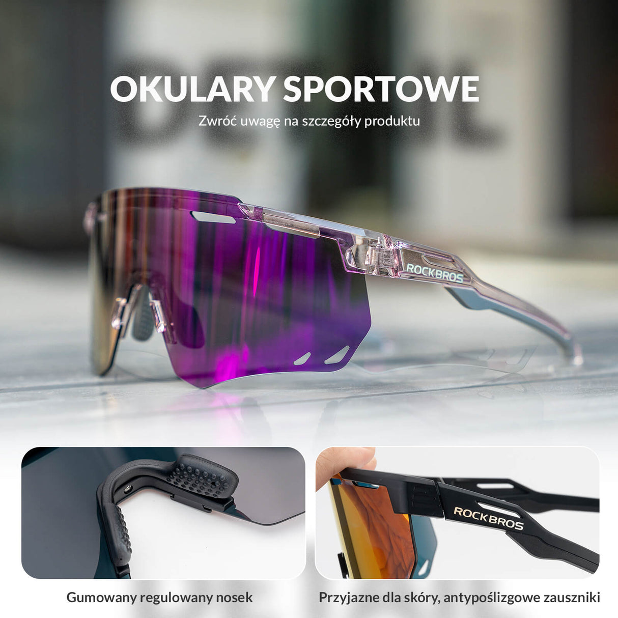 ROCKBROS Okulary Fotochromowe Przeciwsłoneczne Rowerowe Ochrona UV400-SP323 Okulary i gogle