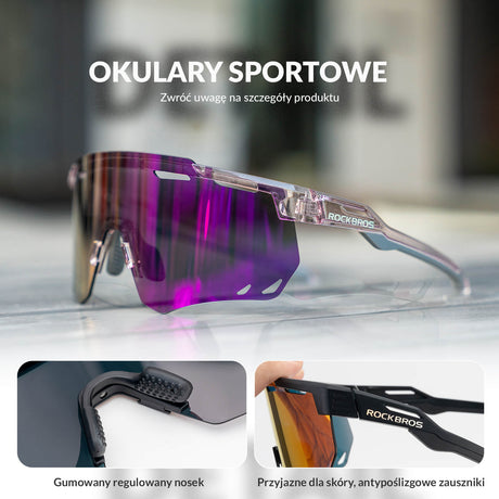 ROCKBROS Okulary Fotochromowe Przeciwsłoneczne Rowerowe Ochrona UV400-SP323 Okulary i gogle