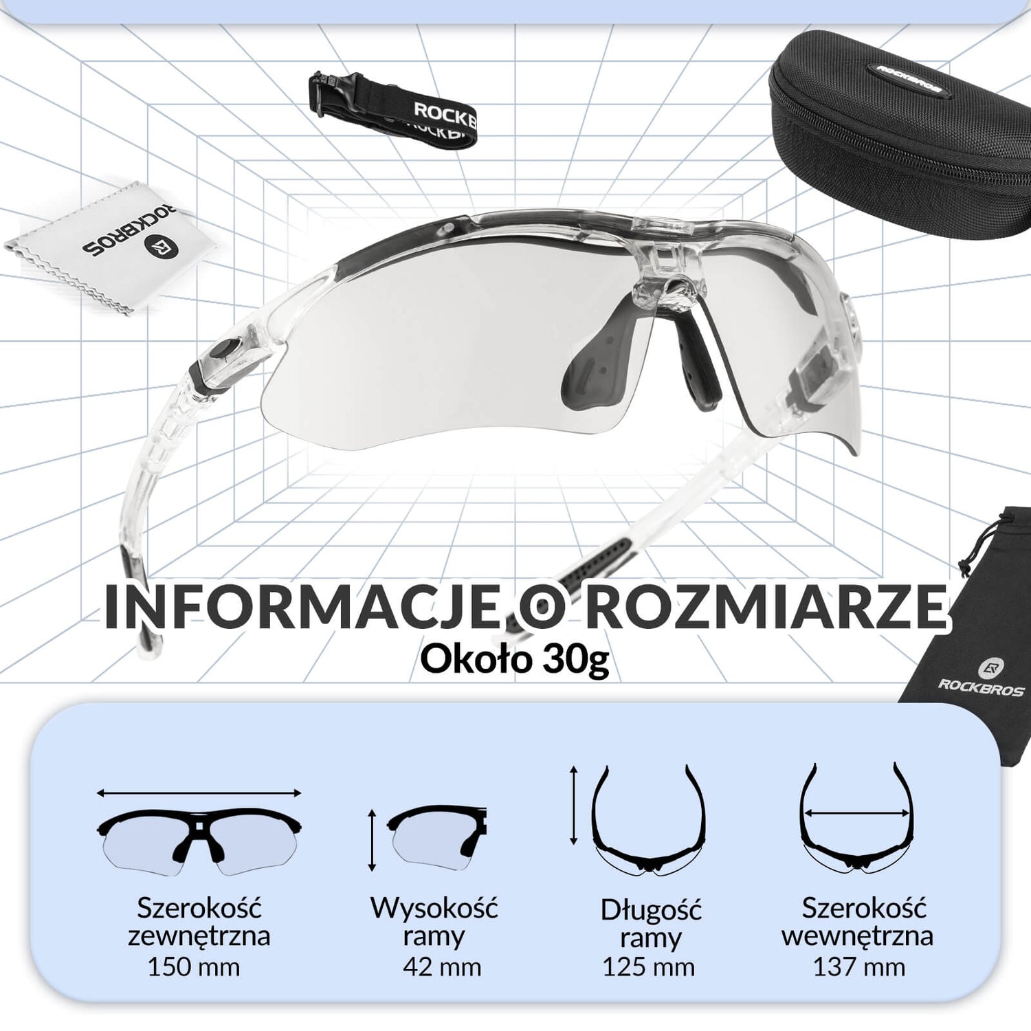 ROCKBROS Okulary Rowerowe Fotochromowe z Ochroną UV400 Okulary i gogle