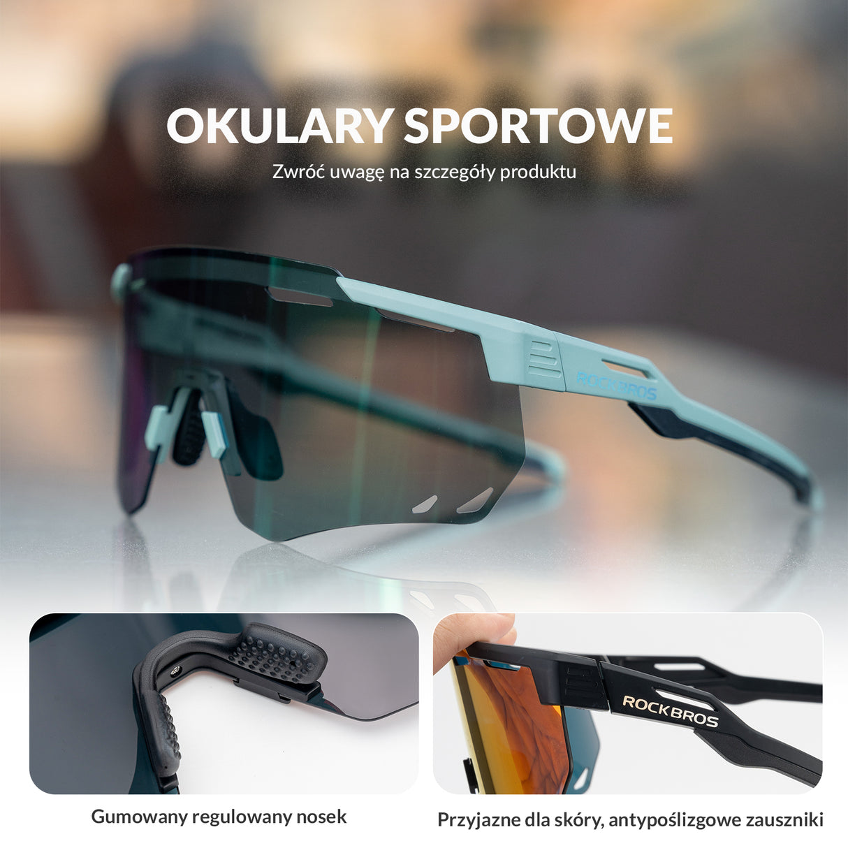ROCKBROS Okulary Fotochromowe Przeciwsłoneczne Rowerowe Ochrona UV400-SP323 Okulary i gogle