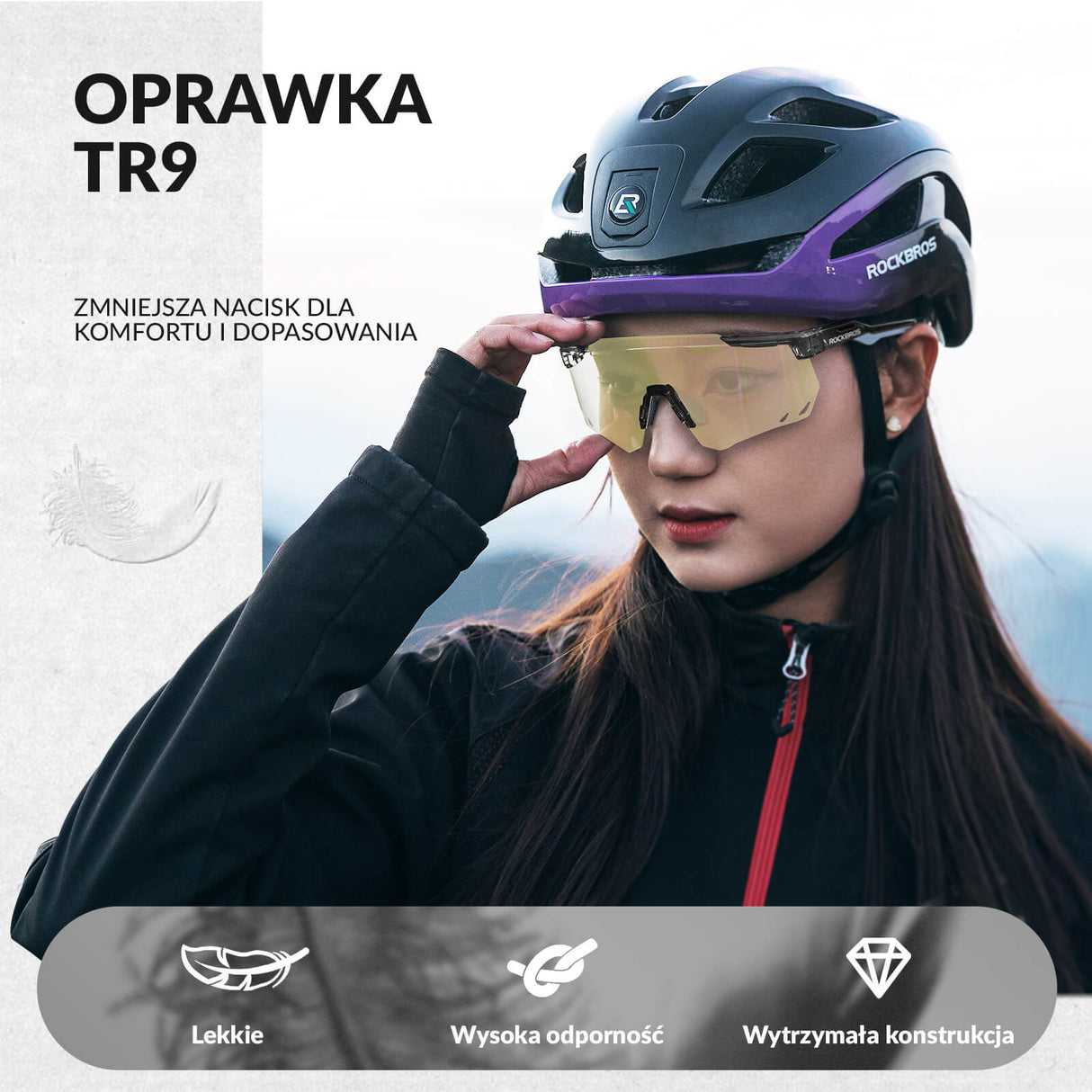 ROCKBROS Okulary Fotochromowe Przeciwsłoneczne Rowerowe Ochrona UV400-SP323 Okulary i gogle