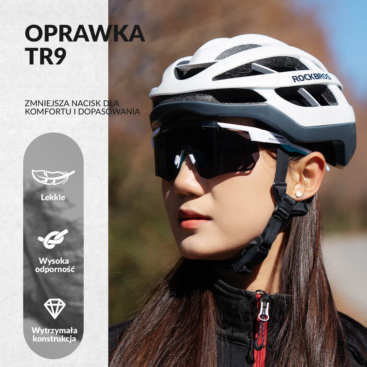 ROCKBROS Okulary Fotochromowe Przeciwsłoneczne Rowerowe Ochrona UV400-SP323 Okulary i gogle