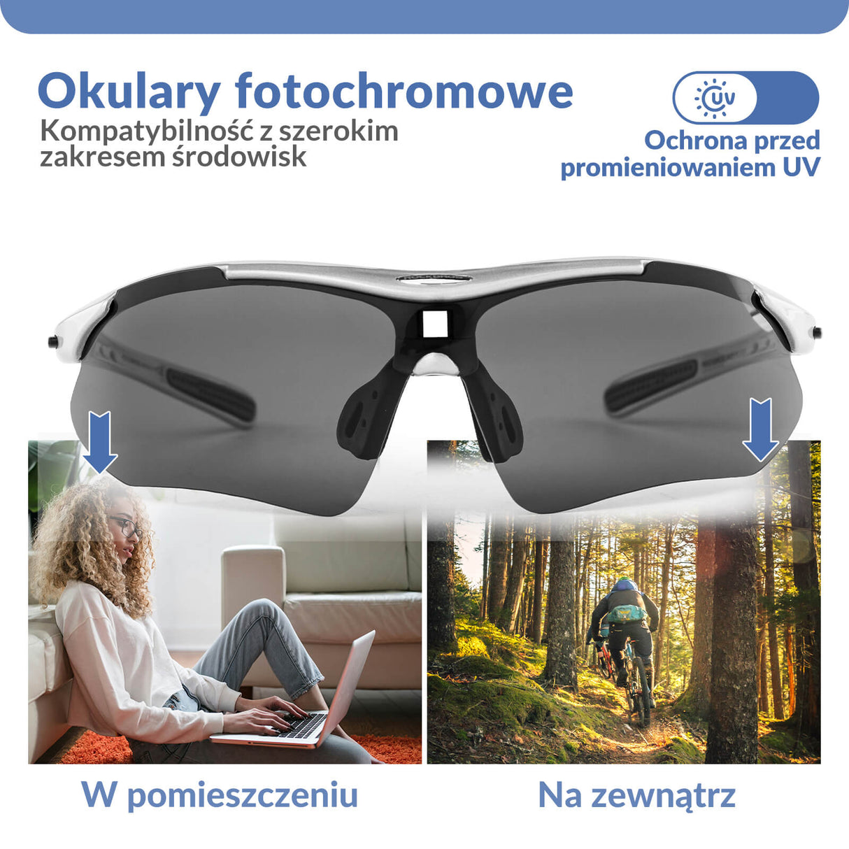ROCKBROS Okulary Rowerowe Polaryzacyjne z Ochroną UV400 Okulary i gogle