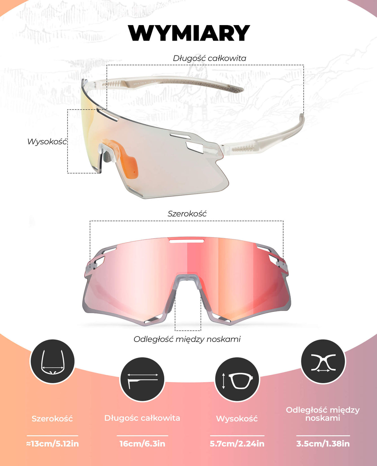 ROCKBROS Okulary Rowerowe TR90 Sportowe Przeciwsłoneczne Wiatroodporne Unisex Ochrona UV400 Okulary i gogle