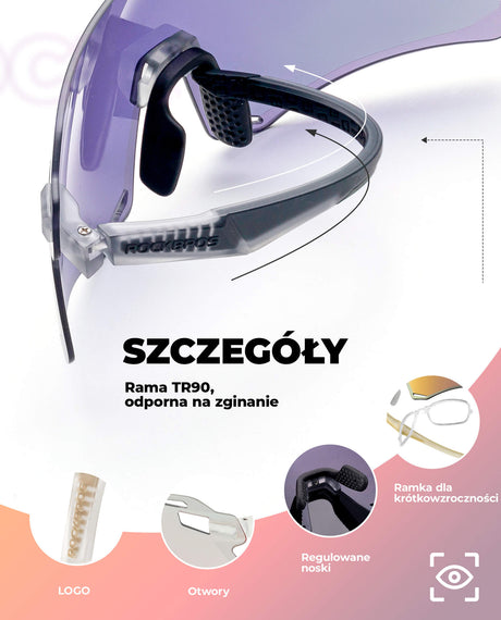 ROCKBROS Okulary Rowerowe TR90 Sportowe Przeciwsłoneczne Wiatroodporne Unisex Ochrona UV400 Okulary i gogle