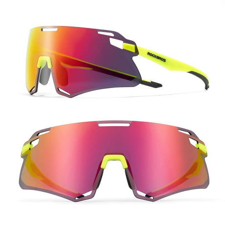 ROCKBROS Okulary Rowerowe TR90 Sportowe Przeciwsłoneczne Wiatroodporne Unisex Ochrona UV400 Okulary i gogleCzerwono-Złoty