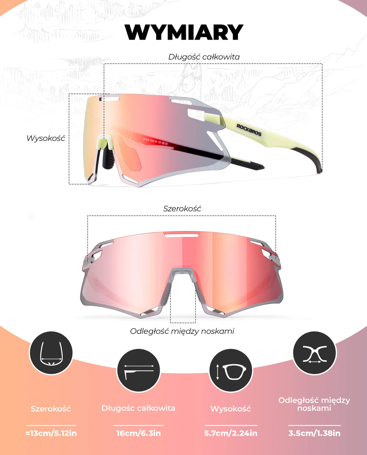 ROCKBROS Okulary Rowerowe TR90 Sportowe Przeciwsłoneczne Wiatroodporne Unisex Ochrona UV400 Okulary i gogle