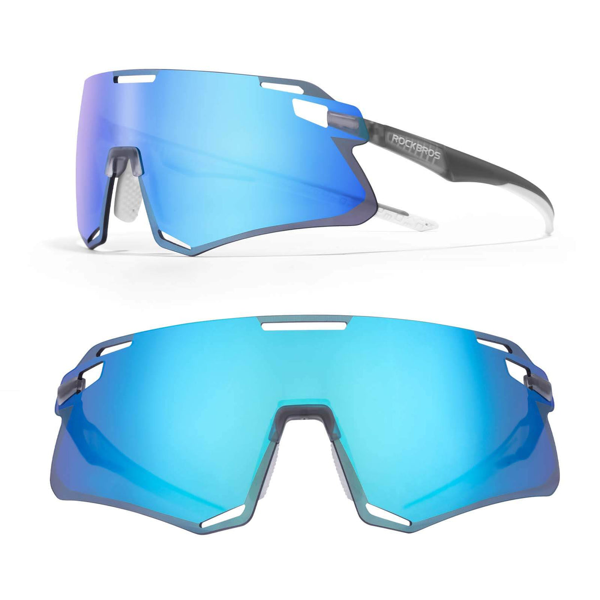 ROCKBROS Okulary Rowerowe TR90 Sportowe Przeciwsłoneczne Wiatroodporne Unisex Ochrona UV400 Okulary i gogleNiebiesko-Biały