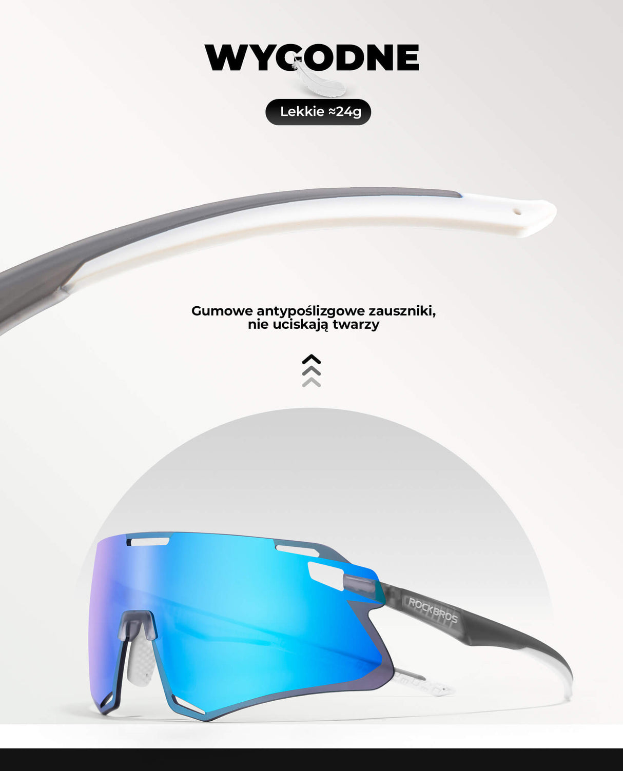 ROCKBROS Okulary Rowerowe TR90 Sportowe Przeciwsłoneczne Wiatroodporne Unisex Ochrona UV400 Okulary i gogle