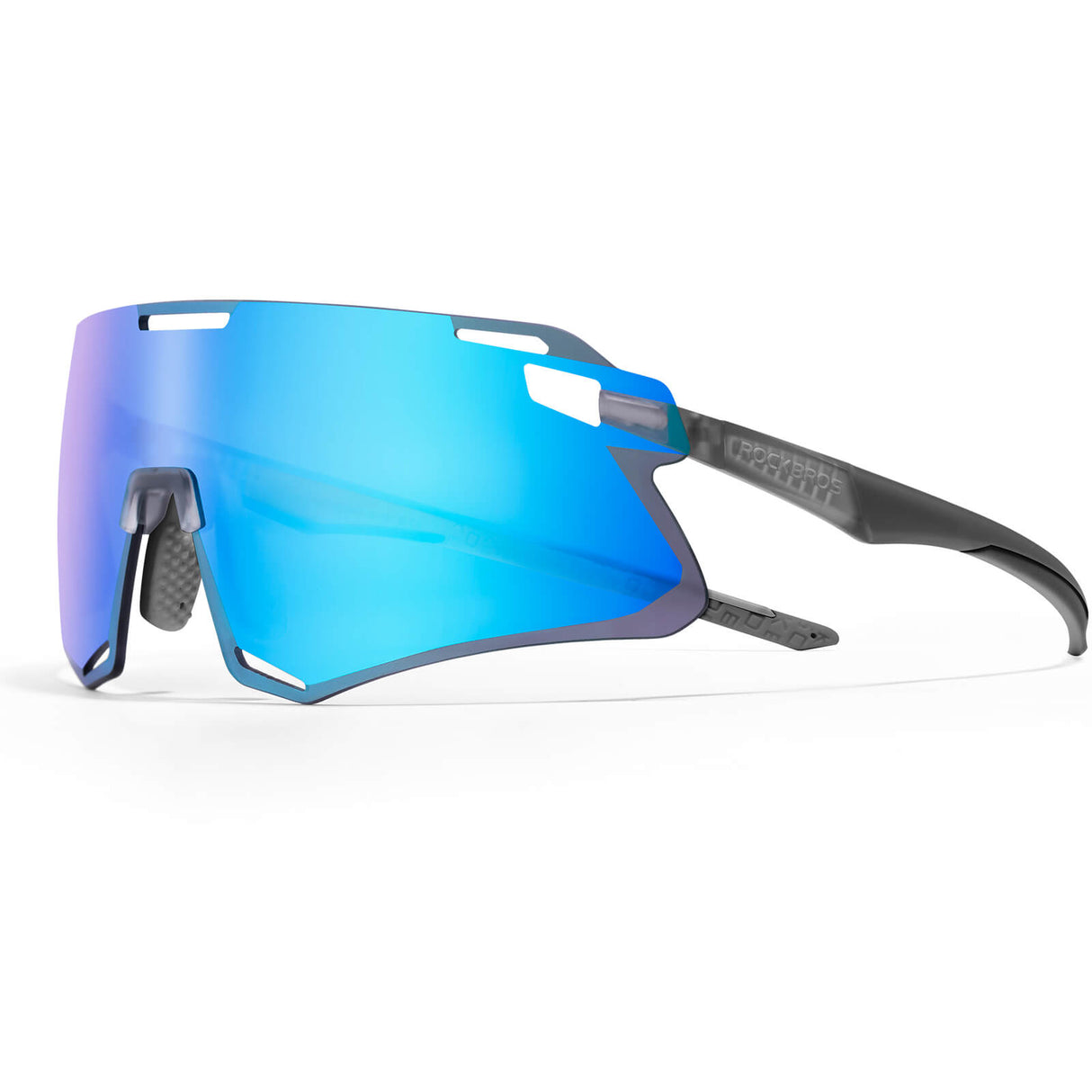 ROCKBROS Okulary Rowerowe TR90 Sportowe Przeciwsłoneczne Wiatroodporne Unisex-Niebiesko-Szary