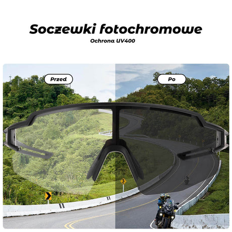 ROCKBROS ROCKBROS Okulary Rowerowe UV400 Fotochromowe Przeciwsłoneczne Wiatroszczelne Czarny Okulary i gogle