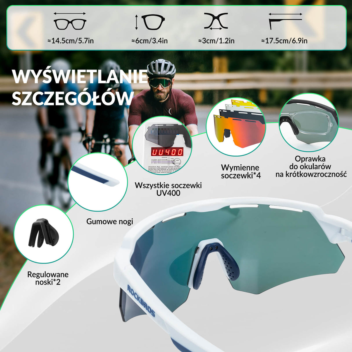 ROCKBROS Polaryzacyjne Okulary z 4 Wymiennymi Soczewkami Okulary i gogle