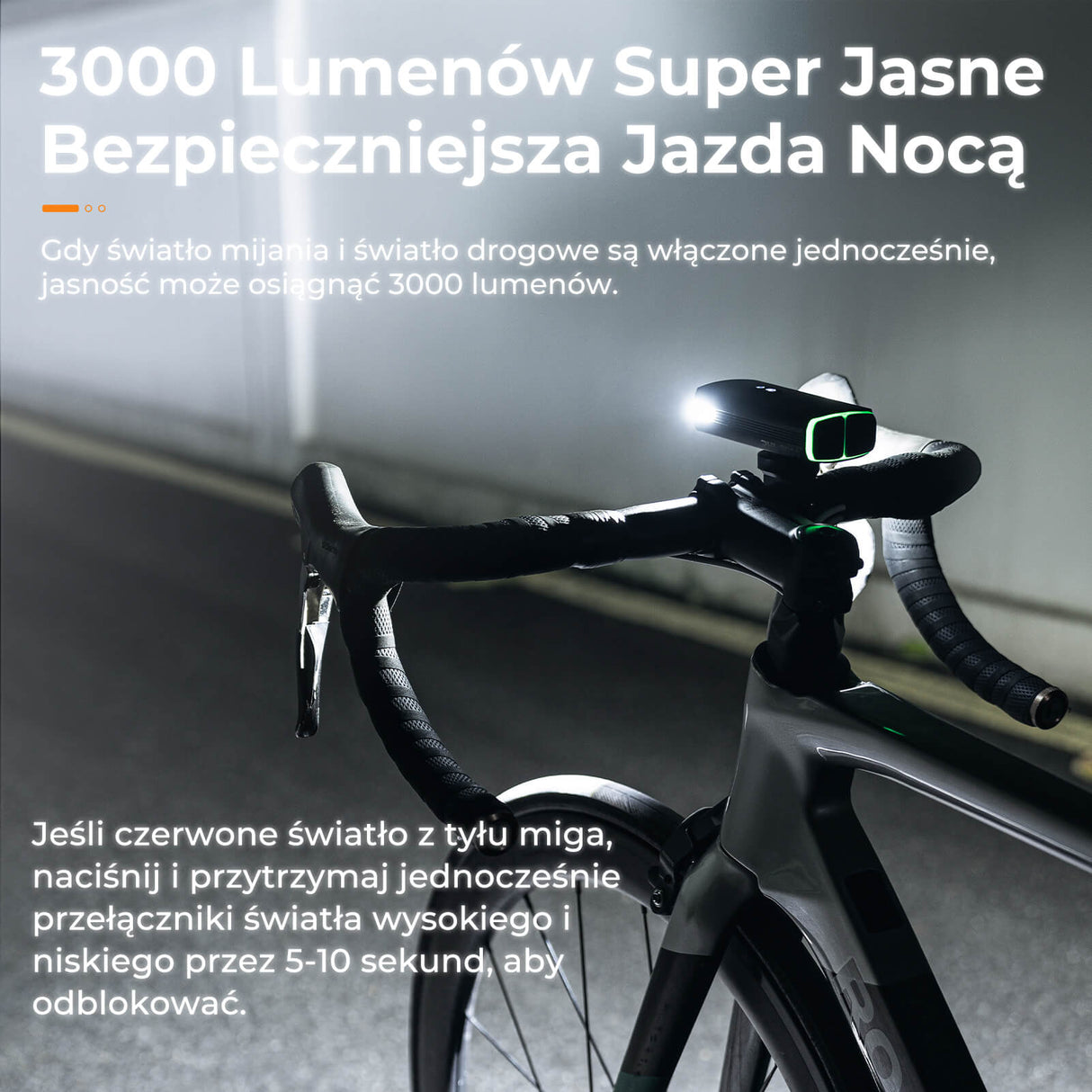 ROCKBROS Przednie światło rowerowe Powerbankiem -RHL3000 Światła rowerowe