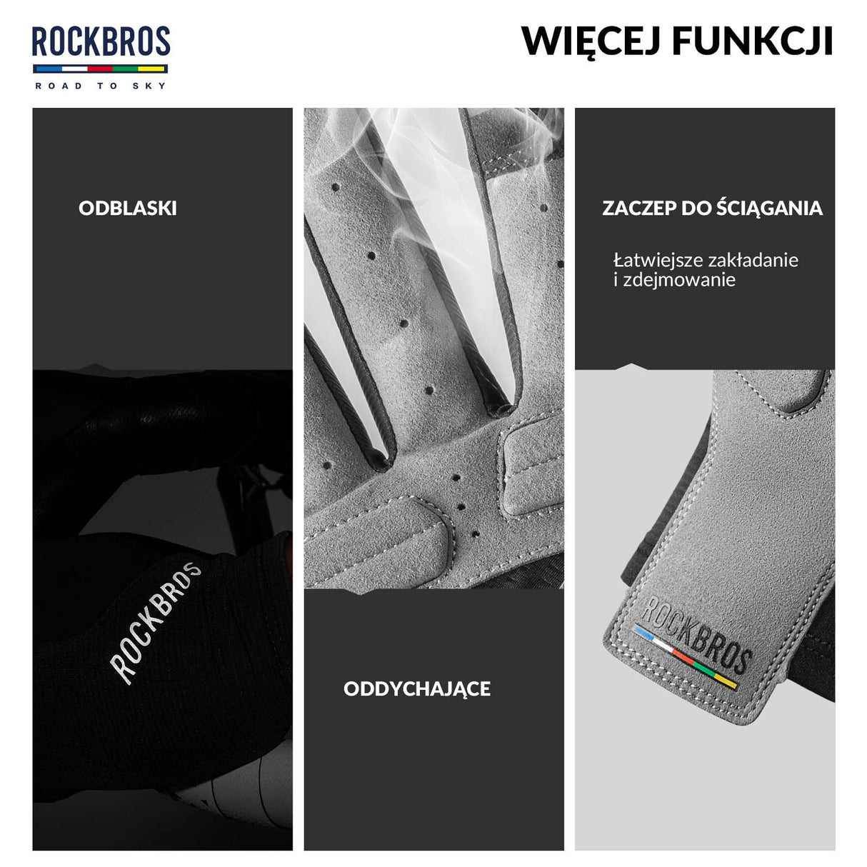 ROCKBROS Rękawiczki Rowerowe Pełne Palce Dotykowe Oddychające Unisex Lato Rękawiczki