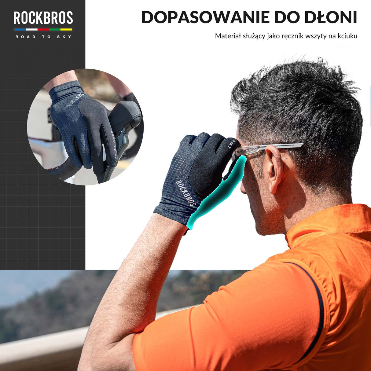 ROCKBROS Rękawiczki Rowerowe Pełne Palce Dotykowe Oddychające Unisex Lato Rękawiczki