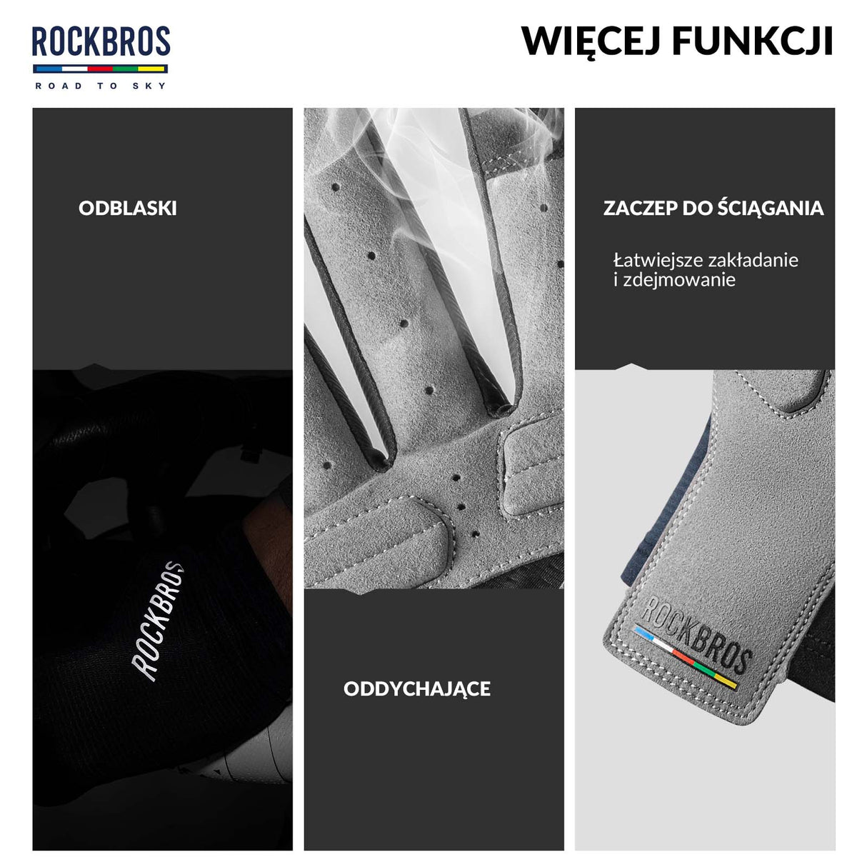 ROCKBROS Rękawiczki Rowerowe Pełne Palce Dotykowe Oddychające Unisex Lato Rękawiczki