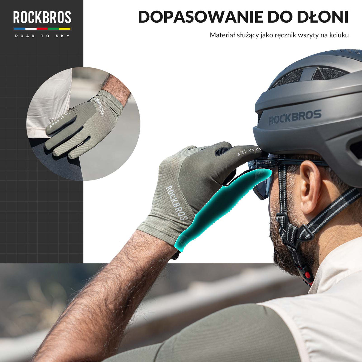 ROCKBROS Rękawiczki Rowerowe Pełne Palce Dotykowe Oddychające Unisex Lato Rękawiczki