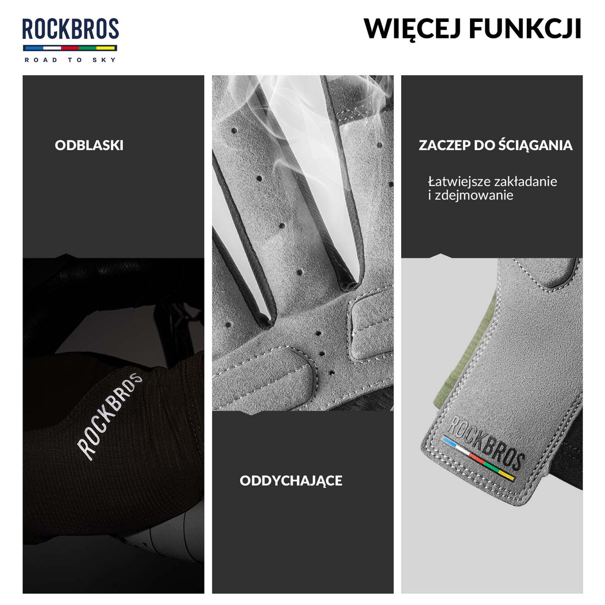 Rękawiczki rowerowe ROCKBROS Road-to-Sky oliwkowy-zielony