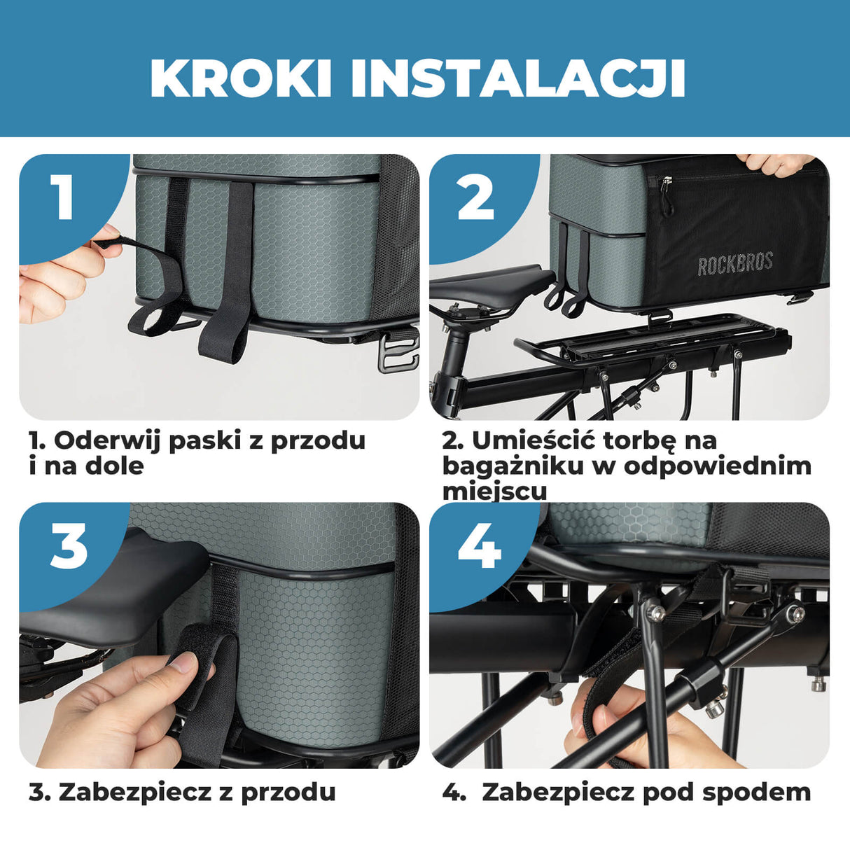 ROCKBROS Składana Torba Rowerowa 15–30L na Tylny Bagażnik z Przegrodami Torby na bagażnik