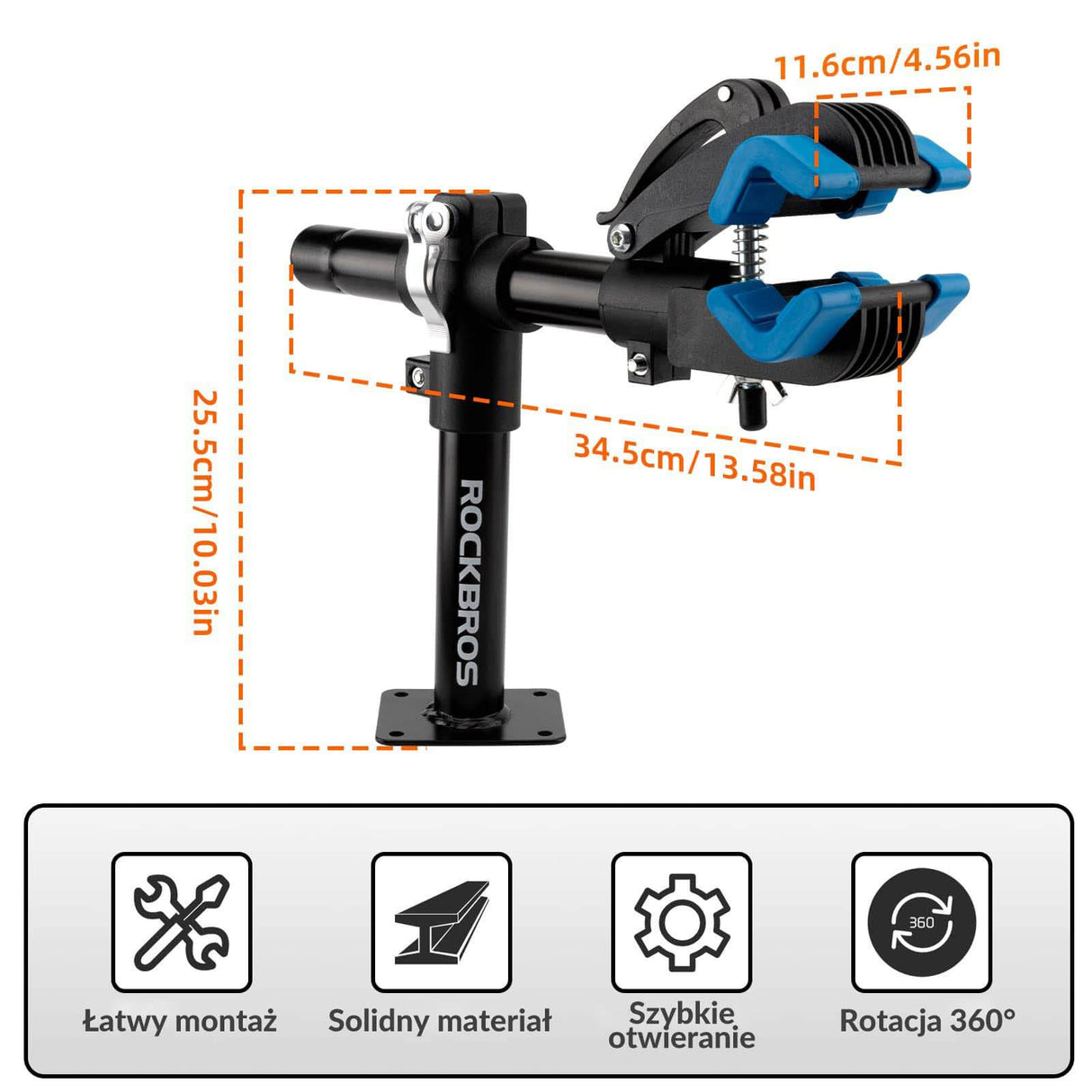ROCKBROS ROCKBROS Stojak Montażowy Rowerowy Uchwyt Rowerowy Ścienny 360° Obciążenie 25kg Stojaki do naprawy rowerów