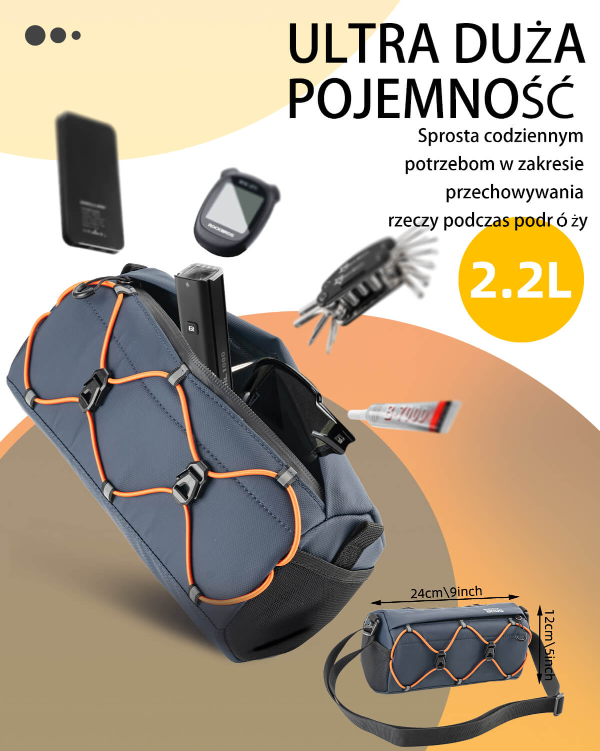 ROCKBROS Torba rowerowa Przednia Sześciokątna -W012 Torby na kierownicę