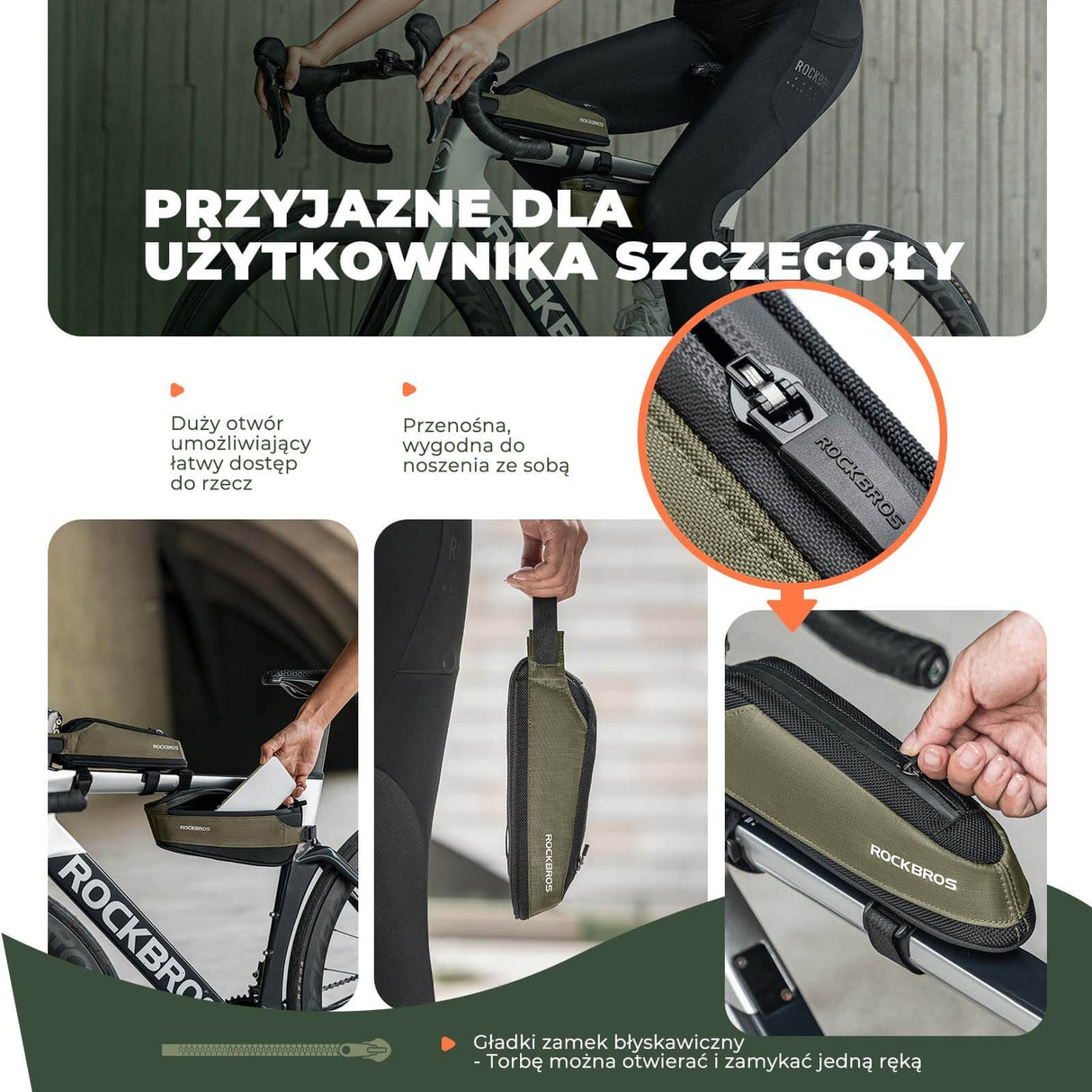 ROCKBROS Torba Rowerowa na Ramę Torby pod ramę Odblaskowa 0.65/1.4L Torby na ramę