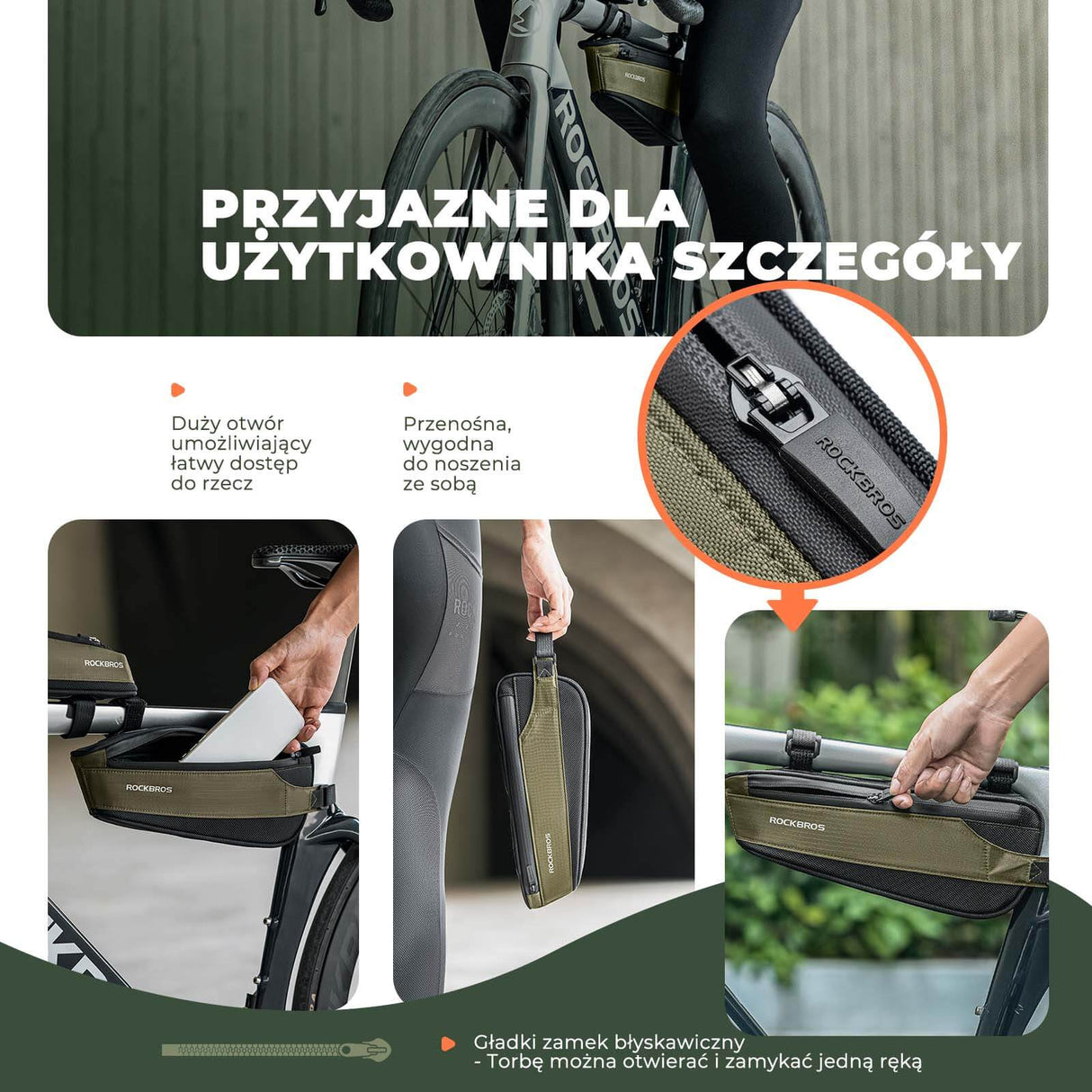 ROCKBROS Torba Rowerowa na Ramę Torby pod ramę Odblaskowa 0.65/1.4L Torby na ramę