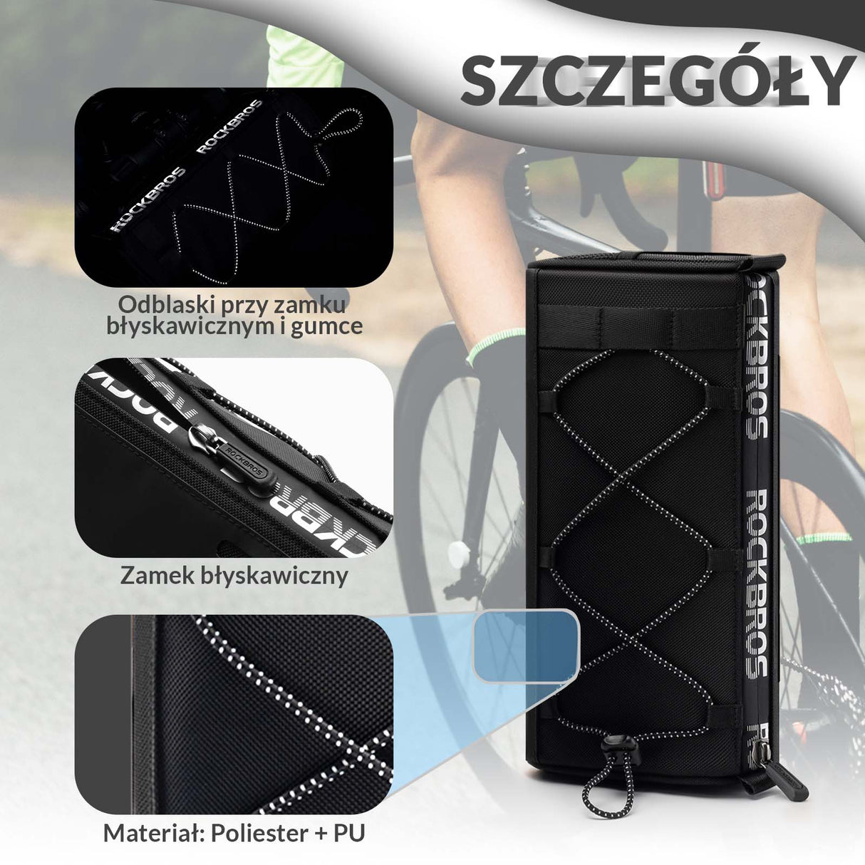 ROCKBROS Torba na Kierownicę Wielofunkcyjna Torba Rowerowa z Paskiem 1,5L Torby na kierownicę