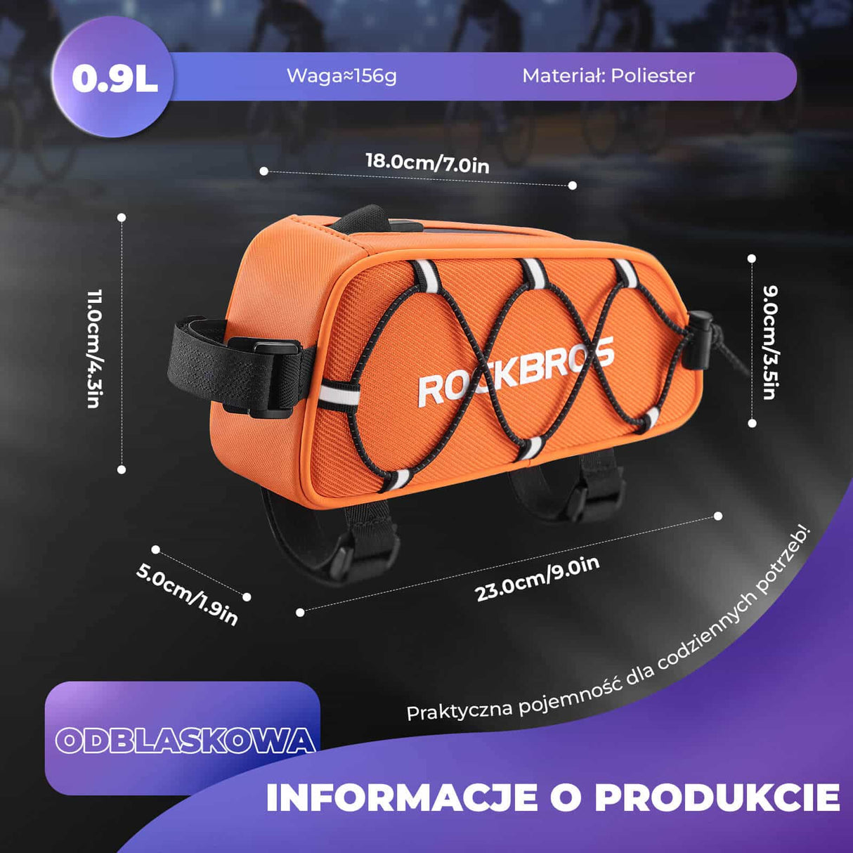 ROCKBROS Torba na Ramę Roweru 1L Odblaskowa -039-1 Torby na ramę