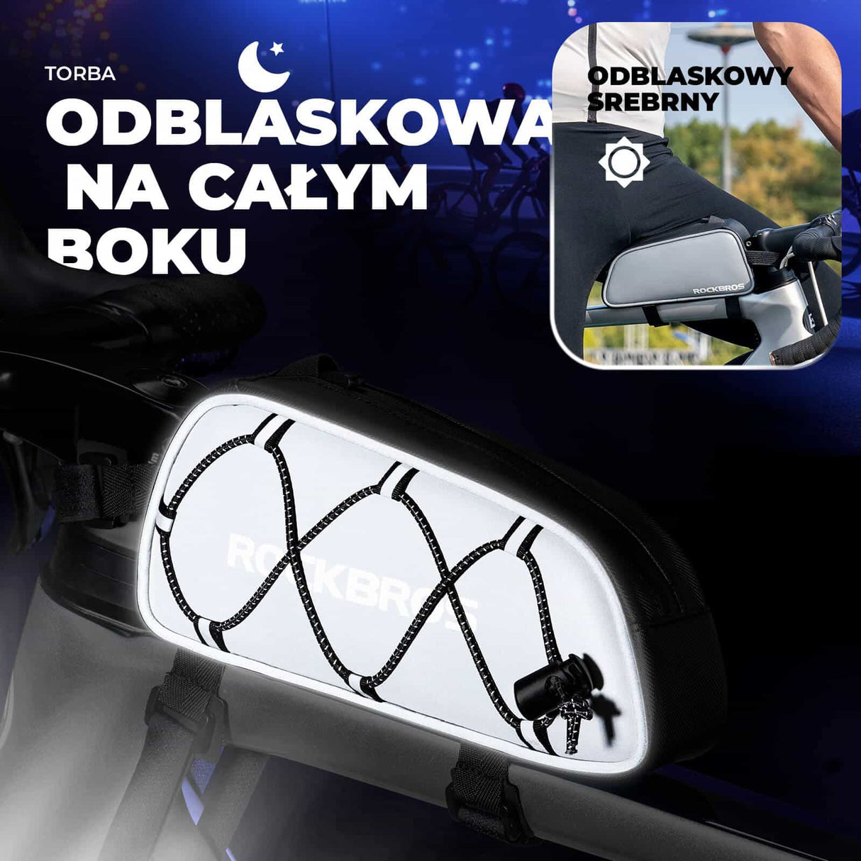 ROCKBROS Torba na Ramę Roweru 1L Odblaskowa -039-1 Torby na ramę