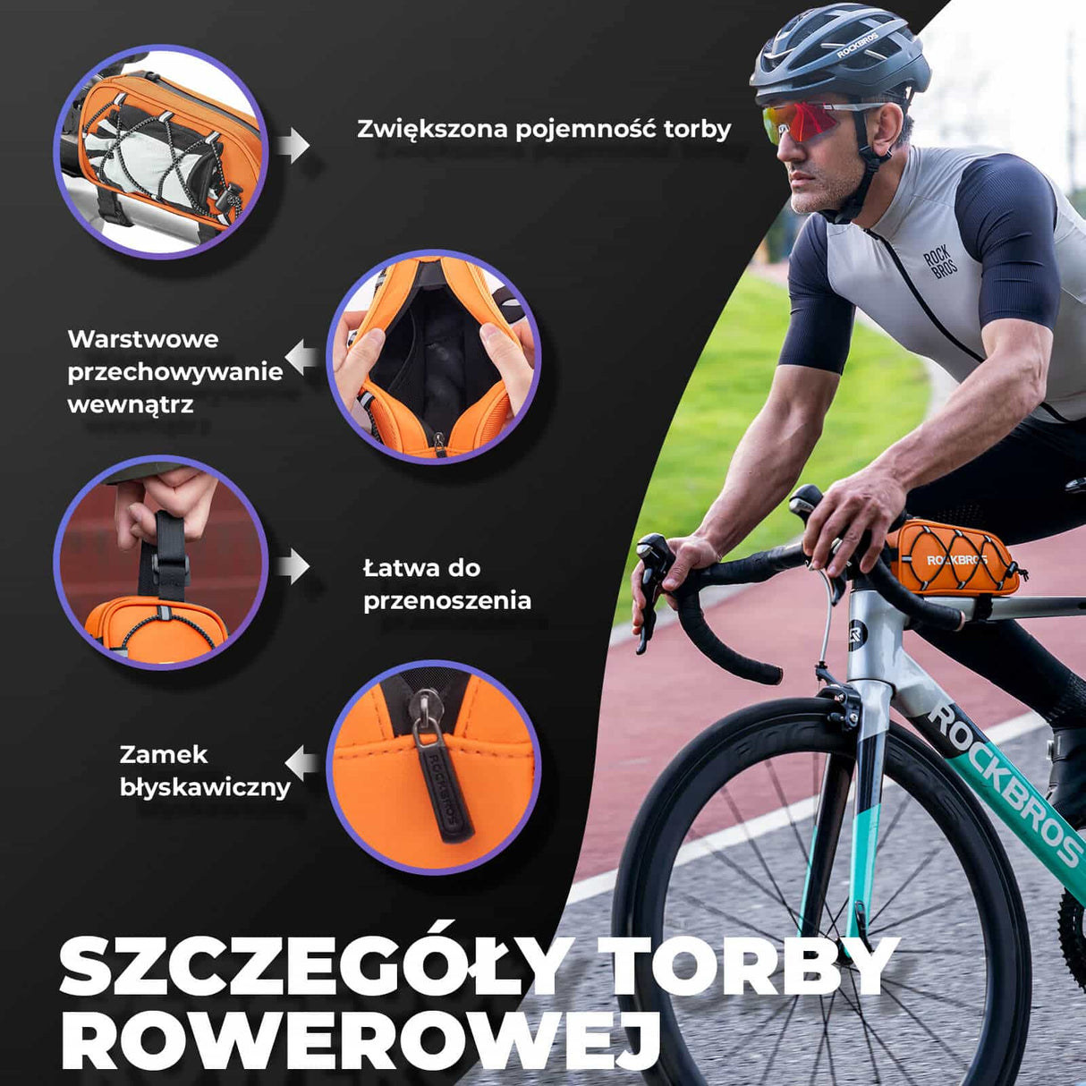 ROCKBROS Torba na Ramę Roweru 1L Odblaskowa -039-1 Torby na ramę