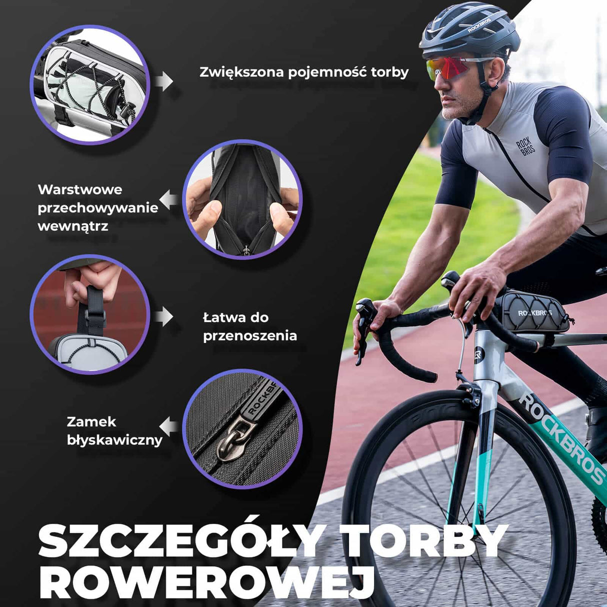 ROCKBROS Torba na Ramę Roweru 1L Odblaskowa -039-1 Torby na ramę