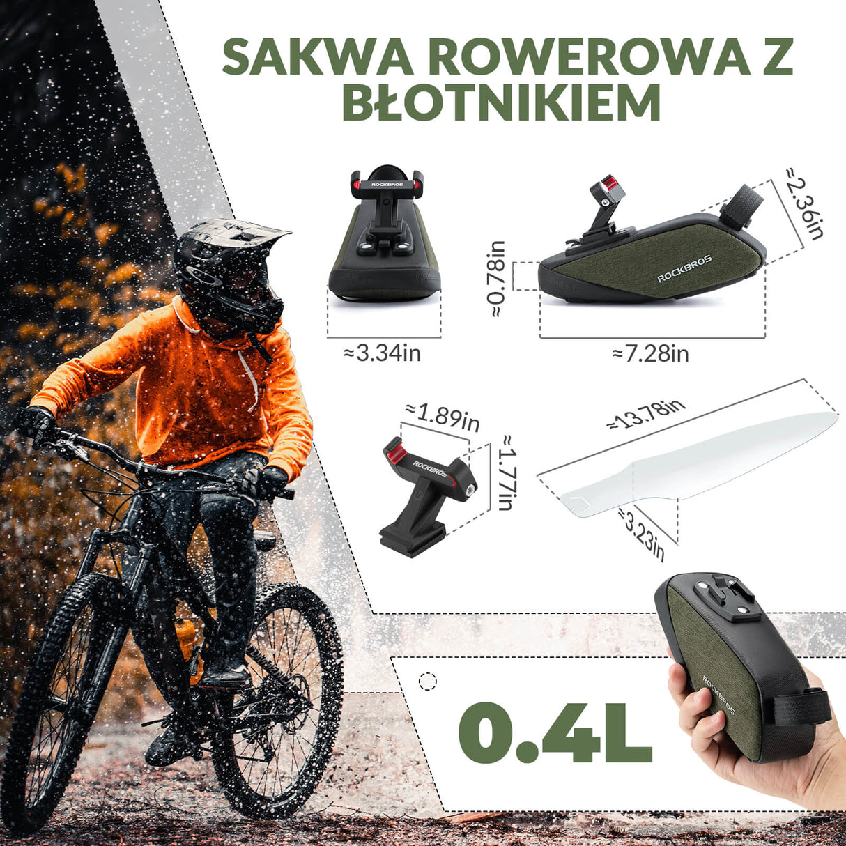 ROCKBROS Torba Podsiodłowa z Błotnikami PVC do Roweru -C53 Torby podsiodłowe