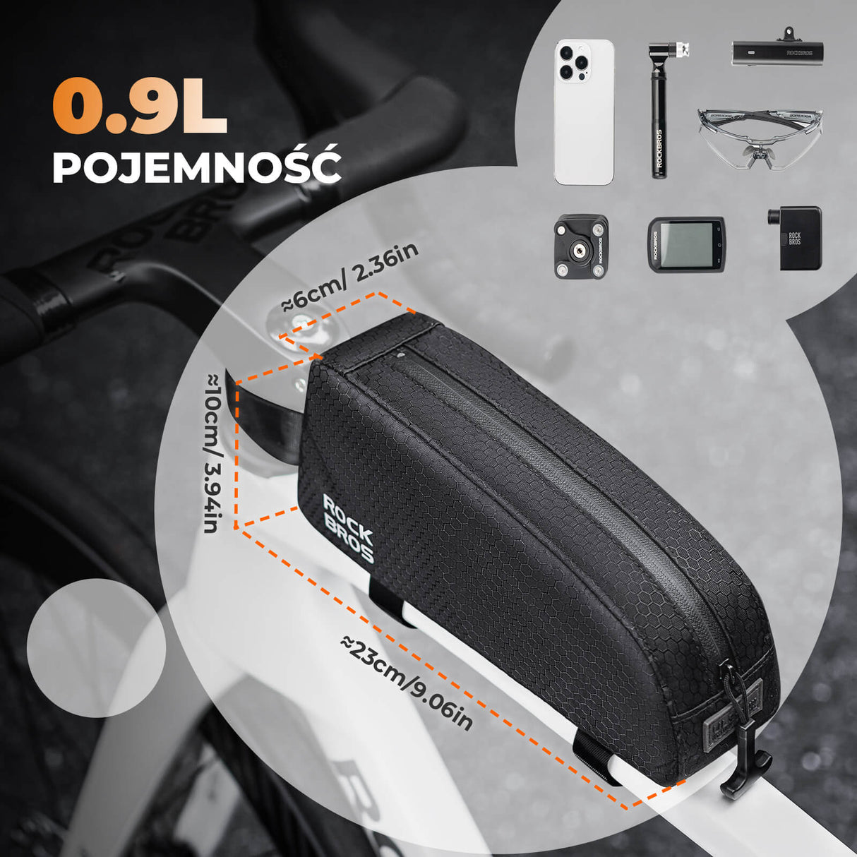 ROCKBROS Torba na ramę roweru Odblaskowa Wąska Krawędź-077 Torby na ramę