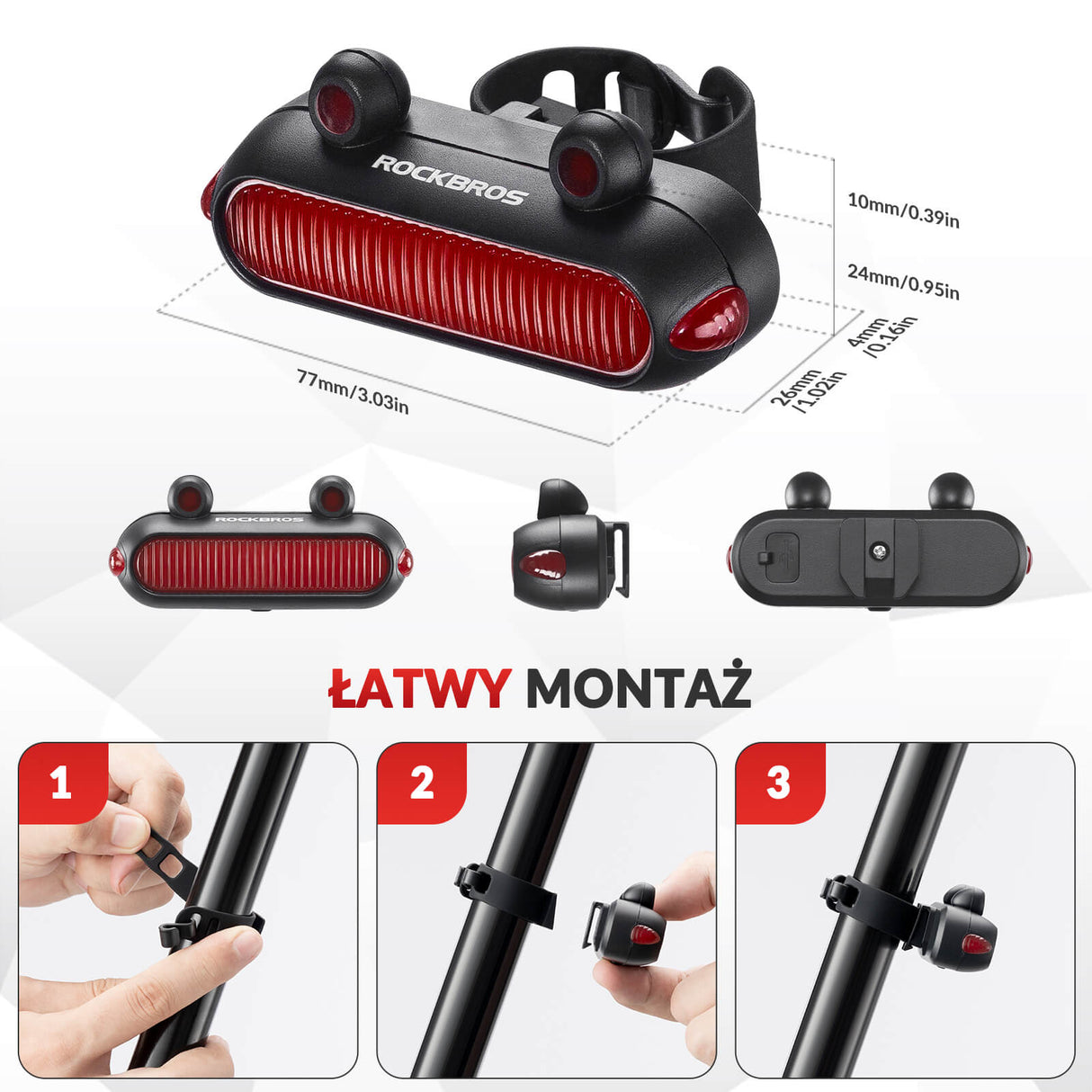 ROCKBROS-PL Tylne Światło Rowerowe Żabka -RFL01 Światła rowerowe